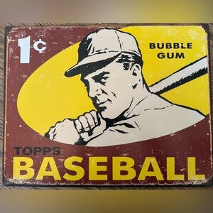 Topps Yellow & Brown Baseball Graphic Poster